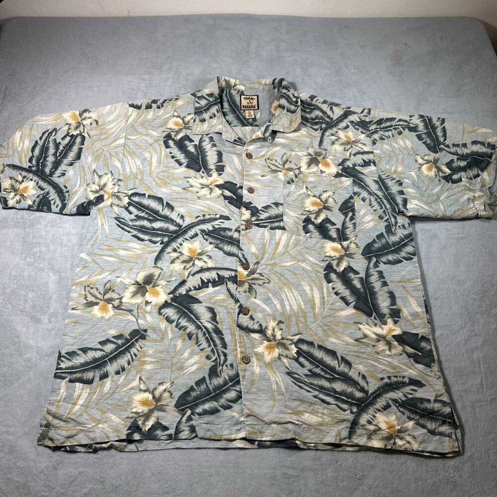 Tommy Bahama 70s Hawaiian Loop Collar Silk Linen Button Up Shirt XL Tropicana